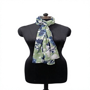 Women's Long <b>Chiffon</b> Floral <b>Scarf</b> Lightweight Green Blue White Pattern All Seasons Daily Wear Accessory - Product Image 1