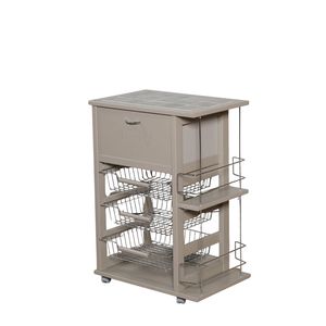 Carrito de Cocina MASLEGNO, Moderno y Resistente, de Madera Maciza de Haya, con Porta Pan y Botellas, Ruedas de Plástico y Asas de Hierro, Ideal para Hogares Compactos - Product Image 1