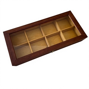 Boîte de présentation en bois massif avec couvercle en verre et serrure en laiton, finition noyer, meuble de rangement moderne pour la maison, fabriqué au Vietnam - Product Image 1