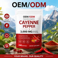 Compléments alimentaires en gélules de piment de Cayenne halal, marque privée, 240 unités, pour le soutien antioxydant et la digestion