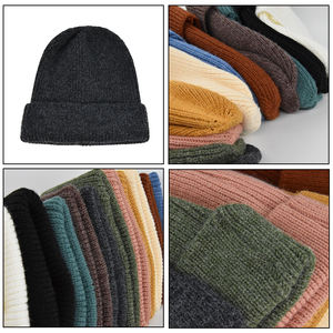 Berretto Invernale di Cashmere a Tinta Unita Lavorato a Maglia con Risvolto di Design e <span class=keywords><strong>Logo</strong></span> Personalizzato - Product Image 3