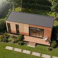 Maison modulaire en conteneur à deux étages, aspect bois, villa mobile préfabriquée avec terrasse, maison d'hôtes pour camping et complexe hôtelier