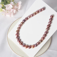 Collier de perles d'eau douce naturelles Edison 9-15mm, collier de perles rondes naturelles violettes et blanches