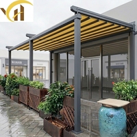 Pergola pliante moderne en alliage d'aluminium, télécommande, application, LED, tissu PVC, hôtel, restaurant, jardin, personnalisable