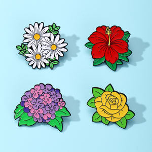 Trâm cài hoa men dễ thương hình hoa cúc/hoa dâm bụt/hoa tử đằng/hoa hồng - Huy hiệu hoa hợp kim kẽm phủ epoxy dùng trang trí quần áo, túi xách & quà tặng sưu tầm - Product Image 1