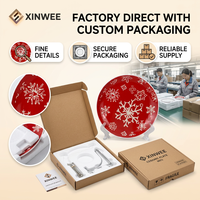 Plato de Cerámica con Silueta de Pino Rojo |   Plato Decorativo Navideño con Logotipo Personalizado, Venta al Por Mayor, OEM, ODM