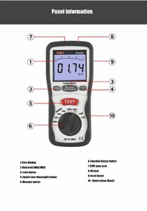 DT-5505 Professional Insulation Resistance Tester with 60G&Omega; Detection, LCD Display, Auto Power Off <strong>Electrical</strong> <strong>Testing</strong> Equipment - Product Image 4