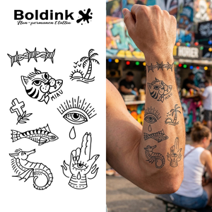 <span class=keywords><strong>Tatouage</strong></span> semi-permanent Boldink personnalisé réaliste motif Tigre Chat Fil <span class=keywords><strong>Barbelé</strong></span>, imperméable, longue durée 2 semaines, encre Jagua - Product Image 1