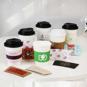 Factory Customized Disposable Corrugated Hot <b>Cup</b> Sleeves Jacket Rack Kraft Paper <b>Cover</b> Coffee <b>Cup</b> Sleeves - Product Image 2