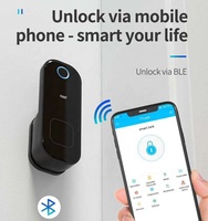 Bloqueo inteligente de huellas dactilares APLICACIÓN TTLOCK, huella dactilar, código, tarjeta RFID, llave mecánica Diente azul y bloqueo WiFi Aleación de aluminio negro