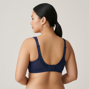 Soutien-gorge à armatures pour femme, bleu marine, couvrance totale, pour poitrines généreuses (bonnet D-G), maintien renforcé, coutures trois pièces, ailes latérales larges, dos en U - Product Image 3