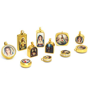 धार्मिक उपहार के लिए क्रिस्टल और कस्टम छवि के साथ थोक सोने से भरा हुआ ईसाई - Product Image 1