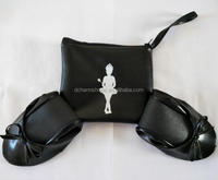 Joli cadeau, chaussures pliables noires, ballerines personnalisées pour mariage, plates, légères, doublure en tissu de coton, fermeture à enfiler, été, nœud