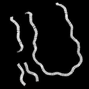 Elegant Rhinestone Wave Necklace, <b>Bracelet</b> and Earrings Jewelry <b>Set</b> for Women, Sequined Party Bag Jewelry Accessories - Product Image 3