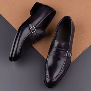 Classic Black Slip-On Waterproof Breathable Anti-Slip Loafers-Comfortable Durable Handcrafted Men's <b>Shoes</b> <b>Height</b> <b>Increasing</b> - Product Image 4