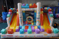 Château gonflable commercial à thème Boîte à musique avec double toboggan pour location événementielle