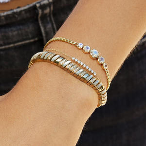 Gemnel Oro vermeil 925 sterling silver Moonstone Graduale Braccialetto di Collegamento bracciali a catena cubana - Product Image 4