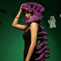 Promotion Halloween : Coiffe de squelette de dinosaure amusante pour adultes et enfants, en peluche, avec son de dinosaure, pour déguisement, costume, cadeau ou cosplay