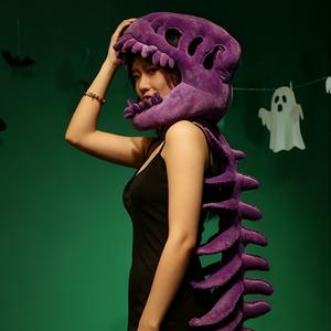 Vendita calda di Halloween <span class=keywords><strong>dinosauro</strong></span> scheletro copricapo divertente per bambini adulti cappello Costume peluche regalo bambola Cosplay con il <span class=keywords><strong>suono</strong></span> di <span class=keywords><strong>dinosauro</strong></span> - Product Image 3