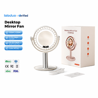 Ventilateur de bureau USB sans balais OEM/ODM pour commande en gros avec miroir, affichage numérique, batterie 3000 mAh et bouton à 3 lumières réglables
