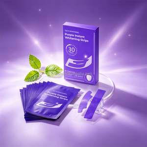 Tiras blanqueadoras <span class=keywords><strong>de</strong></span> dientes moradas con sabor a menta, sin peróxido, con tecnología <span class=keywords><strong>de</strong></span> corrección <span class=keywords><strong>de</strong></span> color púrpura para uso doméstico. - Product Image 3