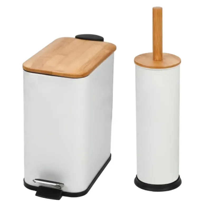 Cubos de basura cuadrados de acero de 5 litros Contenedor de basura de baño de cierre suave con superficie cepillada de pedal para uso doméstico