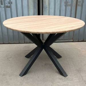 <span class=keywords><strong>Mesa</strong></span> de Comedor Redonda Natural, Duradera y de <span class=keywords><strong>Alta</strong></span> Calidad, Estilo Rústico, de Madera con Patas Metálicas - Product Image 1