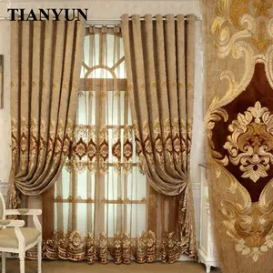 New Developed Cheap Price Modern Style Chenille Materials Floral Embroidery Decoration Curtains For Living Room