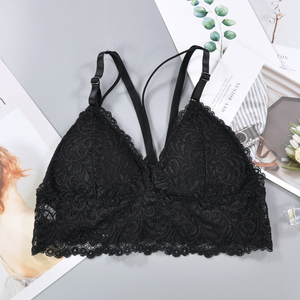 Wholesales Nylon Spandex Sexy Ladies Lace Flower <strong>Pads</strong> <strong>Removed</strong> Bralette Soft Sleeping <strong>Bra</strong> - Product Image 6