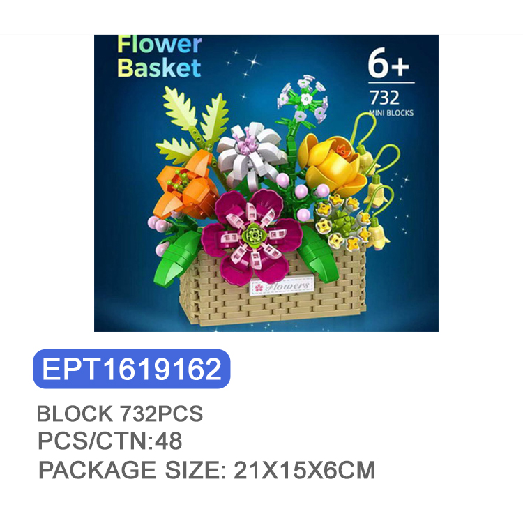 EPT1619162-DIY Mini Blocks Flower Basket 732PCS