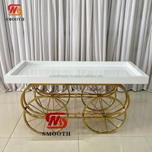 SMOOTH Carro de alta calidad Soporte para pasteles Rueda de lujo Metal Oro Acero inoxidable Carrito para dulces - Product Image 1