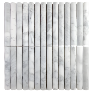 Tuiles murales en mosaïque de marbre <span class=keywords><strong>travertin</strong></span> cannelé poli STEPS Carrara pour panneaux de villa, <span class=keywords><strong>douche</strong></span>, garniture personnalisée sur mesure de 1 an - Product Image 2