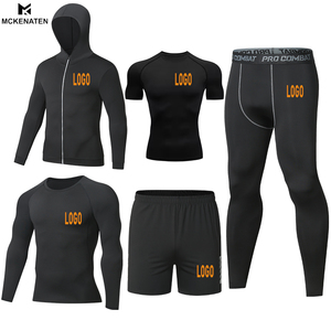 Magliette a Compressione da <span class=keywords><strong>Uomo</strong></span> per Fitness e Sport, Traspiranti e ad Asciugatura Rapida, con Logo e Collo Rotondo - Product Image 2