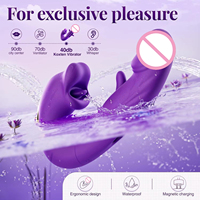 Kovida Klitoris-Stimulator G-Punkt-Lecken Saugen Zunge 3-in-1 Flatternder Teleskop-Sexspielzeug Auberginen-Dildo Vibrator für Frauen