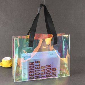 Sac fourre-tout en PVC holographique transparent de haute qualité avec logo personnalisé, imprimé par laser couleur - Product Image 2