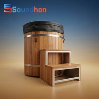 Baignoire de trempage à froid en cèdre rouge, baignoire de récupération en bois pour thérapie par le froid, avec revêtement en acier inoxydable, spa extérieur bien-être