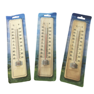 Thermomètre à tige de verre en bois bon marché thermomètre à bois domestique intérieur extérieur thermomètre mural rectangulaire capteur mètre - Product Image 1