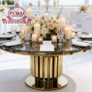 Commercial Glass <b>Top</b> Stainless Steel <b>Wedding</b> Table and Chairs for Events - Product Image 4