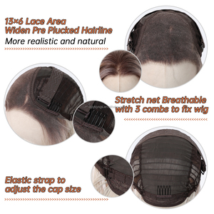 วิกผมตรงตรงลูกไม้ด้านหน้า13X6 HD ผมขาวไล่ระดับสีสำหรับผู้หญิงยุโรปและอเมริกา - Product Image 6