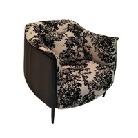 Fauteuil d'appoint en velours imprimé, pieds en acier carbone, fauteuil de salon moderne