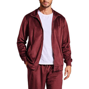 Vêtements de jogging d'entraînement pour hommes Ensemble de survêtements en velours Ensemble 2 pièces survêtements pour hommes avec broderie personnalisée et logo Vente en gros de survêtements unis - Product Image 4