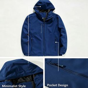 Custom Printed 280g Polyester Interchange Jacket Logo Lightweight Waterproof Breathable <b>Windbreaker</b> for Hiking Climbing <b>Camping</b> - Product Image 3