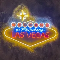 GOLDMORE1 dekoratif eye-catching neon dinding koboi kasino tanda led Las Vegas skyline tanda Neon