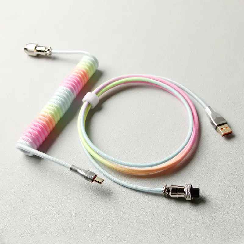 Пользовательские нейлоновый Плетеный Gx16 Tpu USB C пружинный Авиатор кабель игровая клавиатура кабель катушка механическая клавиатура спиральный кабель