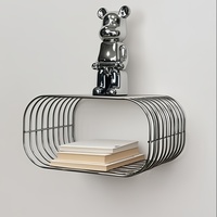 Étagère murale en fer forgé argenté haut de gamme pour salon, table de chevet moderne, simple et créative