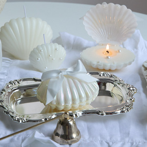 Bougies Coquillage Parfumées Haut de Gamme Faites à la Main, de Luxe, Non Toxiques, Personnalisées, avec Perles et Nœud pour Petits Cadeaux de Mariage - Product Image 4