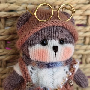 Bambole Lavorate a Mano, Orsacchiotto in Maglia, Giocattoli Artigianali da Regalo con Imbottitura in Cotone PP, Ornamento Pendente Cartone Animato Carino, Regalo 9cm - Product Image 2