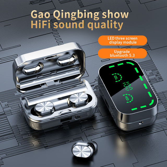 Wholesale Stock YD05 Tws True Wireless Earphone with Power Bank Mirror Headset Type-c Led Digital Display Bluetooth V5.3 Earbuds