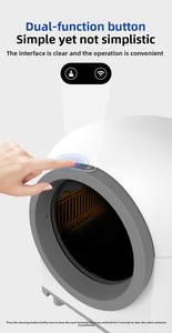 Bac à litière intelligent pour chat, nettoyage automatique, rond, en plastique, 65L, sans poussière, contrôle des odeurs, facile à nettoyer, entièrement fermé pour chats - Product Image 6