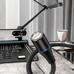 Cabo de Dados Magnético 3 em 1 de Nylon Trançado 1M 3A com Carregamento Rápido e Luz LED para <span class=keywords><strong>Android</strong></span>, iOS, <span class=keywords><strong>Micro</strong></span> <span class=keywords><strong>USB</strong></span> e Power Bank - Product Image 2